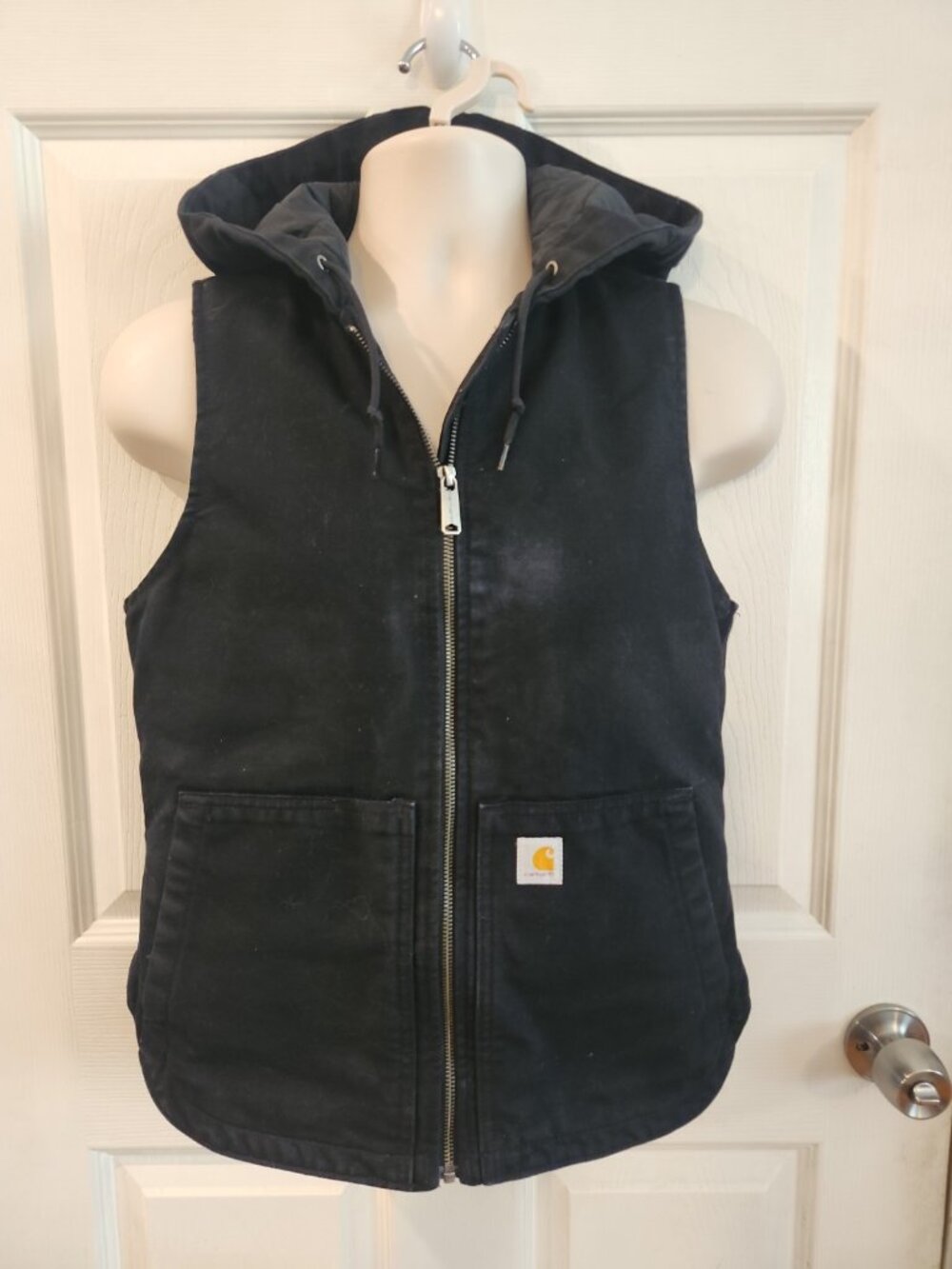 NWOT~CARHARTT~Women's Hooded Vest~Cotton Duck~Black~OV3837-W~Size XS